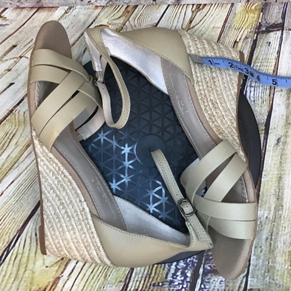 Splendid Womens Beige Woven Leather Open Toe Ankle Strap Jute Wedge Sandals 9 M - Picture 5 of 9